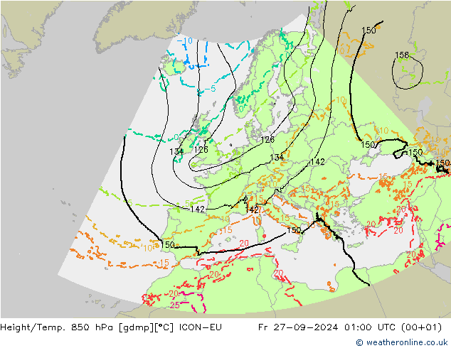 Height/Temp. 850 hPa ICON-EU pt. 27.09.2024 01 UTC