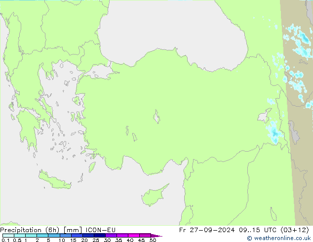 Precipitação (6h) ICON-EU Sex 27.09.2024 15 UTC