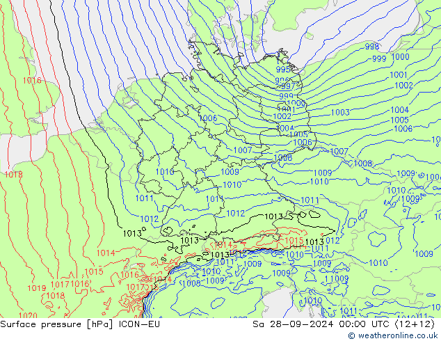 Luchtdruk (Grond) ICON-EU za 28.09.2024 00 UTC