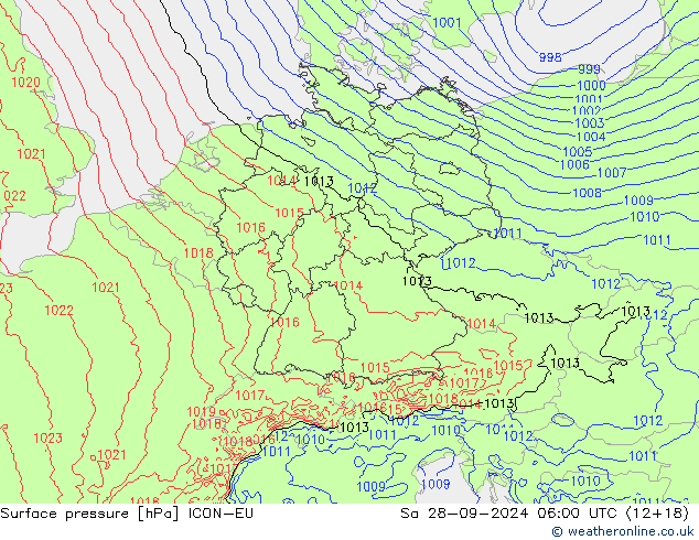 Luchtdruk (Grond) ICON-EU za 28.09.2024 06 UTC