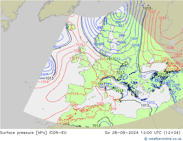 Luchtdruk (Grond) ICON-EU za 28.09.2024 12 UTC