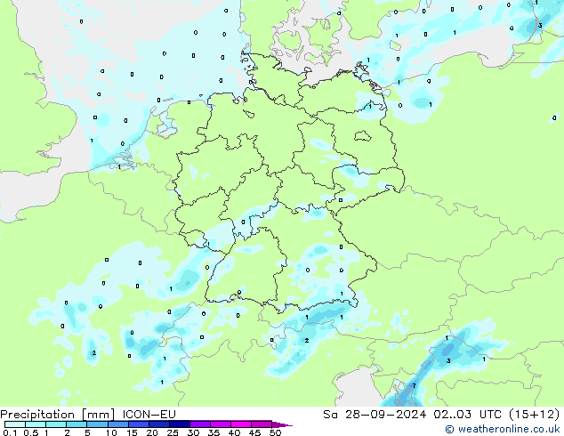 Neerslag ICON-EU za 28.09.2024 03 UTC