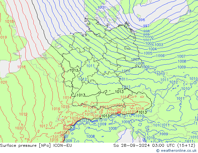 Luchtdruk (Grond) ICON-EU za 28.09.2024 03 UTC