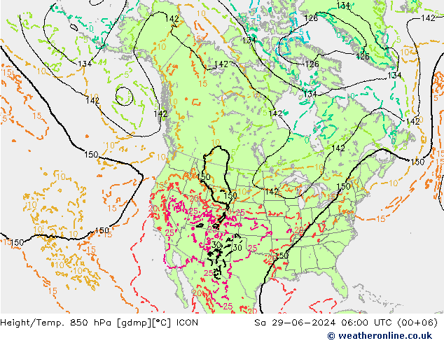 Hoogte/Temp. 850 hPa ICON za 29.06.2024 06 UTC