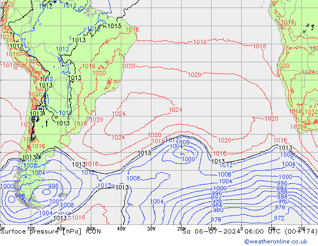 Luchtdruk (Grond) ICON za 06.07.2024 06 UTC