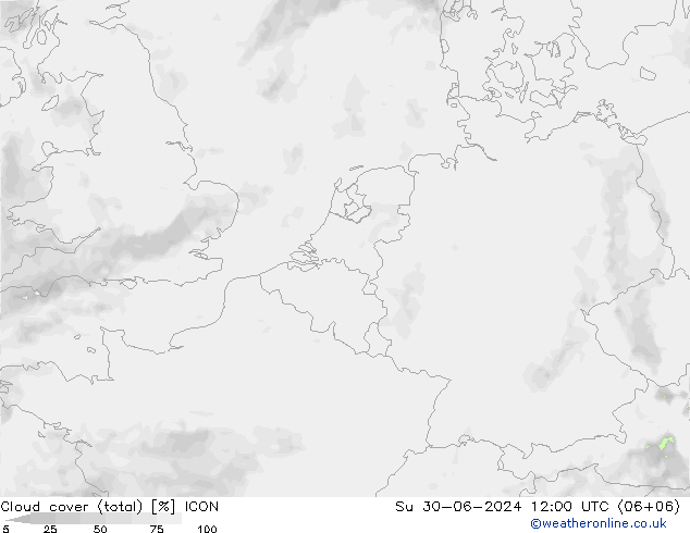 Bewolking (Totaal) ICON zo 30.06.2024 12 UTC