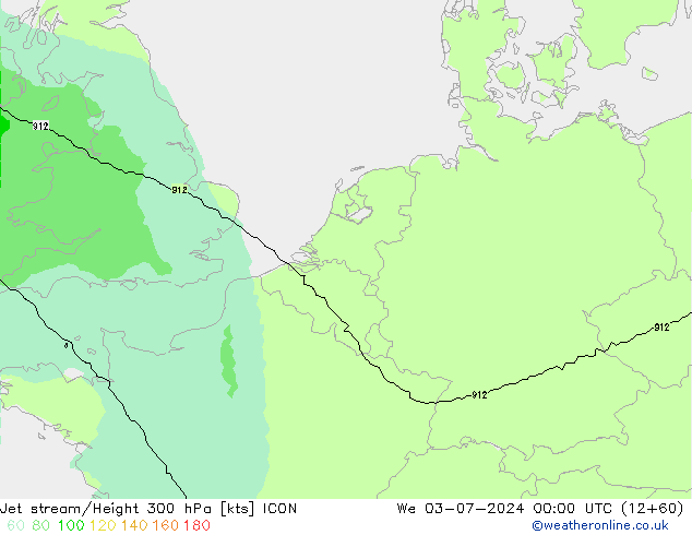 高速氣流 ICON 星期三 03.07.2024 00 UTC