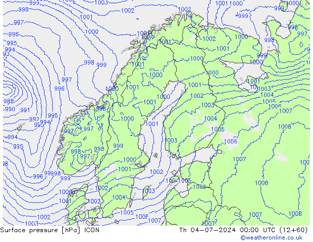 Luchtdruk (Grond) ICON do 04.07.2024 00 UTC