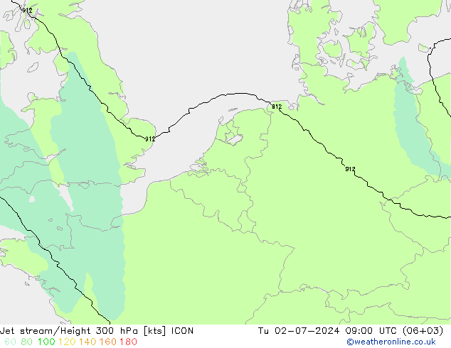 高速氣流 ICON 星期二 02.07.2024 09 UTC