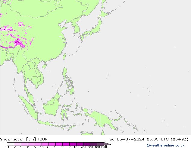 Totale sneeuw ICON za 06.07.2024 03 UTC