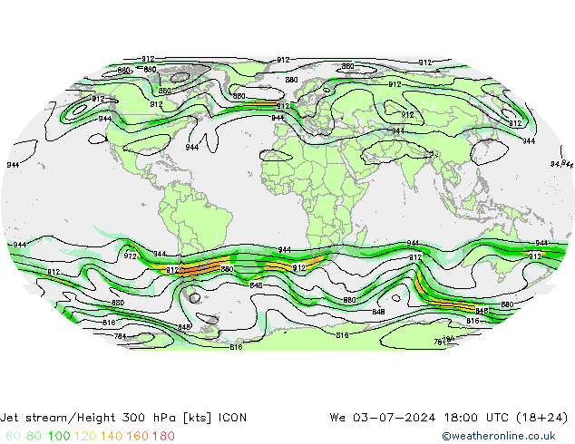高速氣流 ICON 星期三 03.07.2024 18 UTC