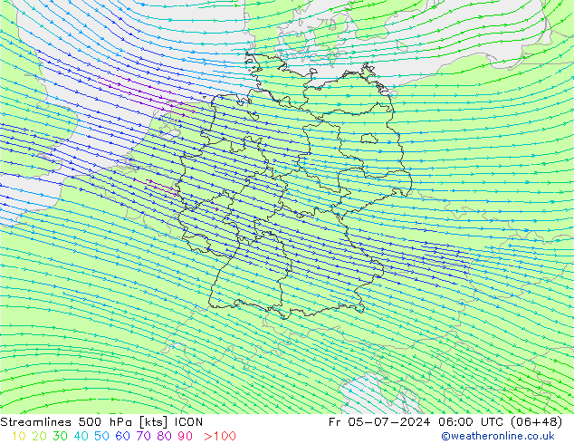 风 500 hPa ICON 星期五 05.07.2024 06 UTC