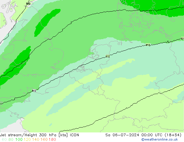 Straalstroom ICON za 06.07.2024 00 UTC