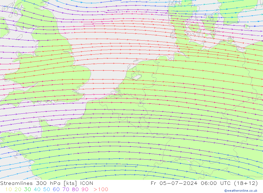 风 300 hPa ICON 星期五 05.07.2024 06 UTC