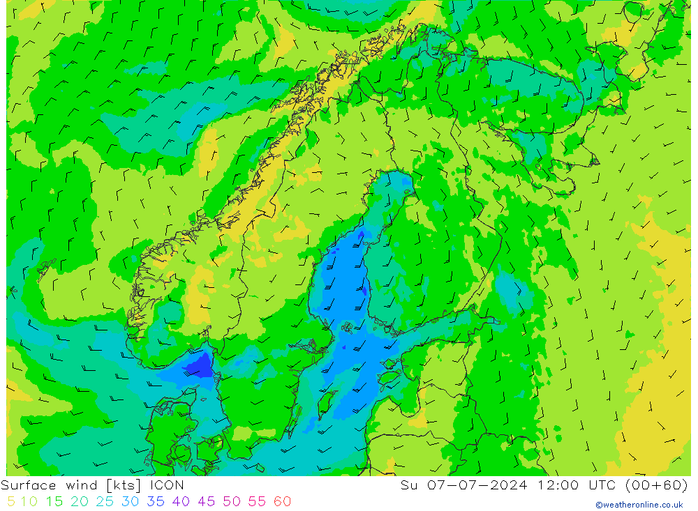 风 10 米 ICON 星期日 07.07.2024 12 UTC