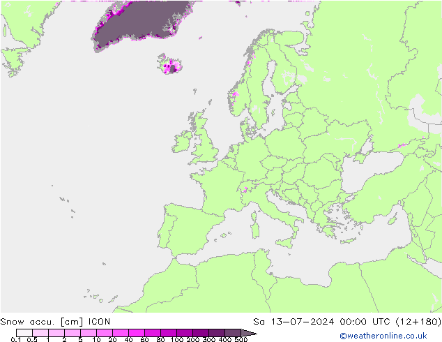 Totale sneeuw ICON za 13.07.2024 00 UTC