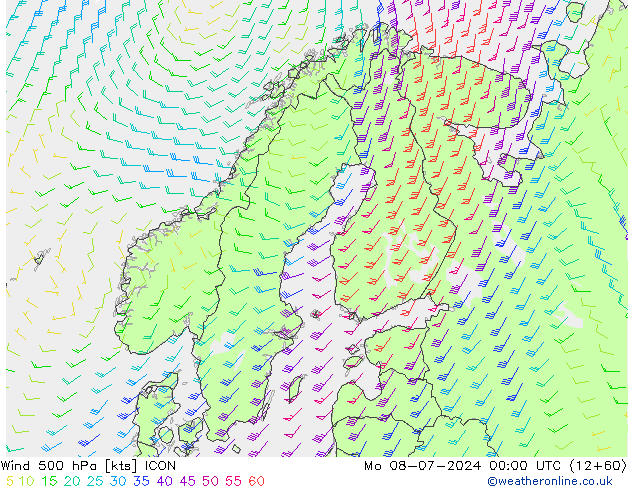风 500 hPa ICON 星期一 08.07.2024 00 UTC