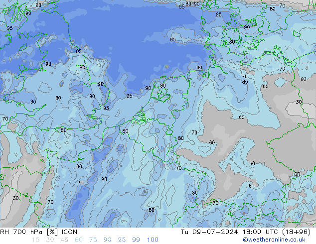 RV 700 hPa ICON di 09.07.2024 18 UTC