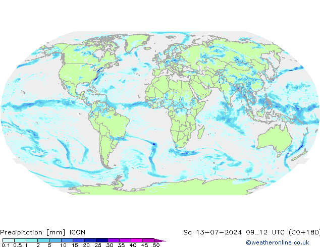 降水 ICON 星期六 13.07.2024 12 UTC