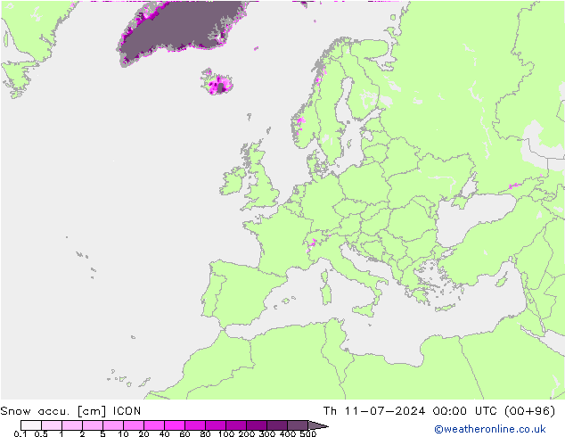 Snow accu. ICON 星期四 11.07.2024 00 UTC