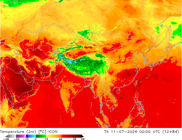 Temperatuurkaart (2m) ICON do 11.07.2024 00 UTC