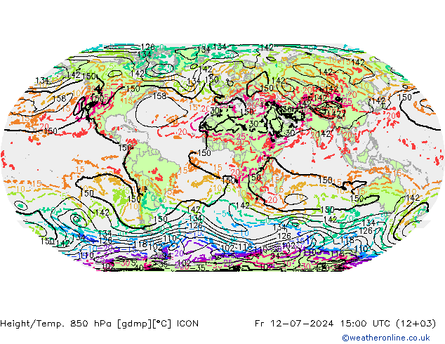 Height/Temp. 850 hPa ICON 星期五 12.07.2024 15 UTC