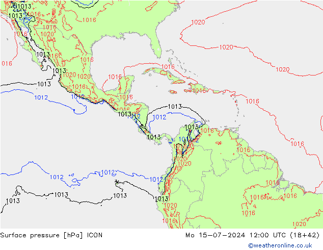 Luchtdruk (Grond) ICON ma 15.07.2024 12 UTC