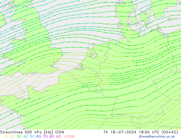 风 500 hPa ICON 星期四 18.07.2024 18 UTC