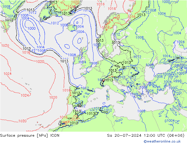 Luchtdruk (Grond) ICON za 20.07.2024 12 UTC