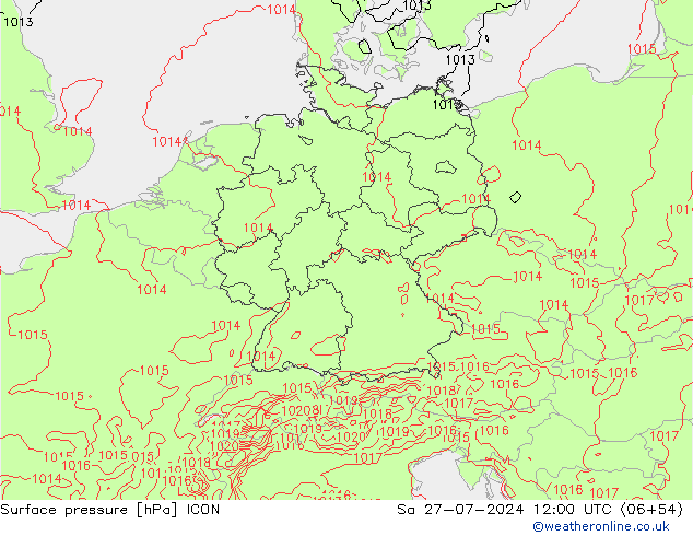 Luchtdruk (Grond) ICON za 27.07.2024 12 UTC