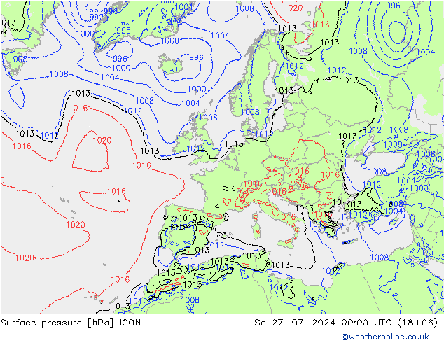 Luchtdruk (Grond) ICON za 27.07.2024 00 UTC