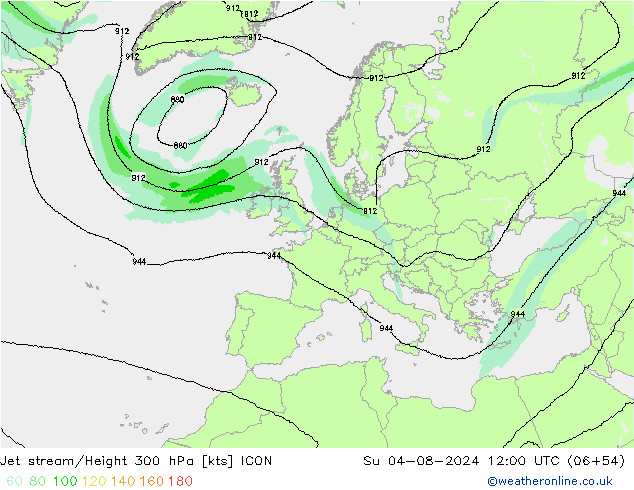 高速氣流 ICON 星期日 04.08.2024 12 UTC