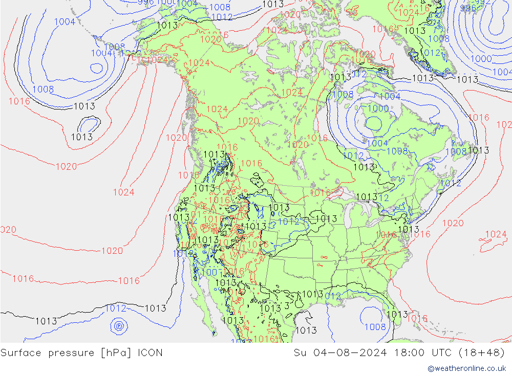 地面气压 ICON 星期日 04.08.2024 18 UTC