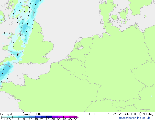 降水 ICON 星期二 06.08.2024 00 UTC