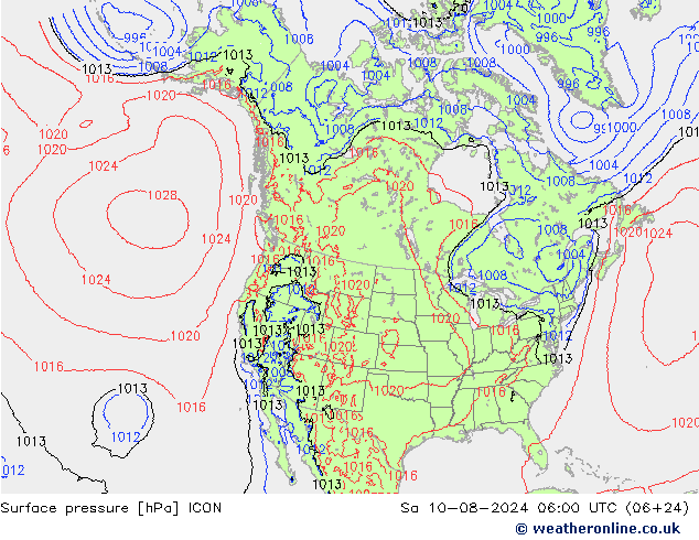 Luchtdruk (Grond) ICON za 10.08.2024 06 UTC