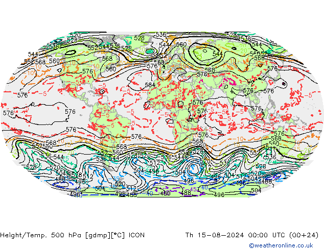 Hoogte/Temp. 500 hPa ICON do 15.08.2024 00 UTC