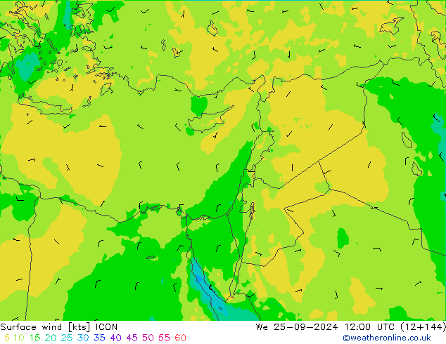 Bodenwind ICON Mi 25.09.2024 12 UTC