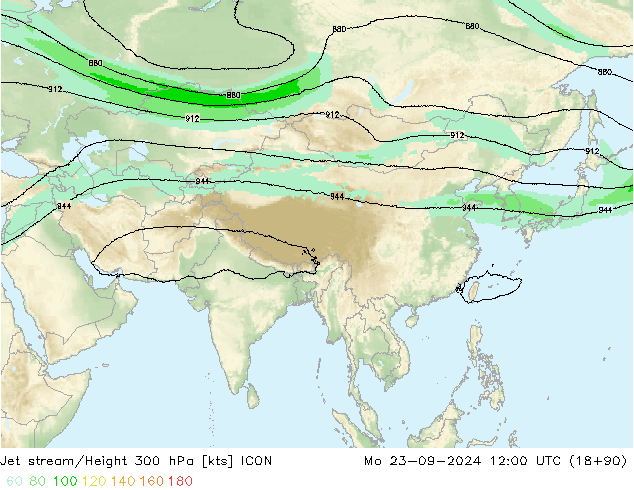 Prąd strumieniowy ICON pon. 23.09.2024 12 UTC