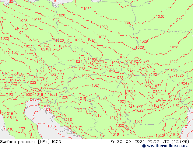 Surface pressure ICON Fr 20.09.2024 00 UTC