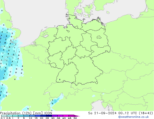 Precipitation (12h) ICON Sa 21.09.2024 12 UTC