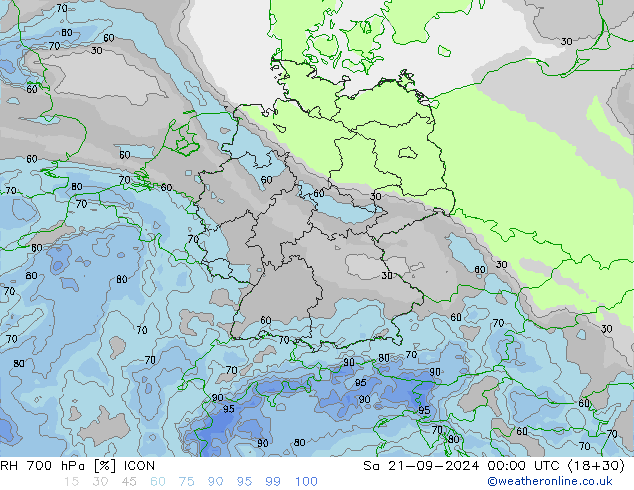 RH 700 hPa ICON  21.09.2024 00 UTC