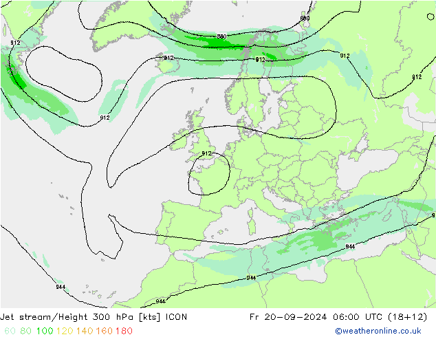 Jet stream ICON Sex 20.09.2024 06 UTC