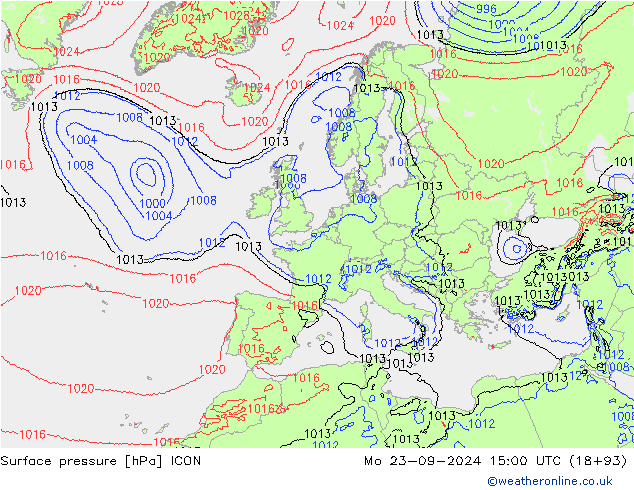 pression de l'air ICON lun 23.09.2024 15 UTC