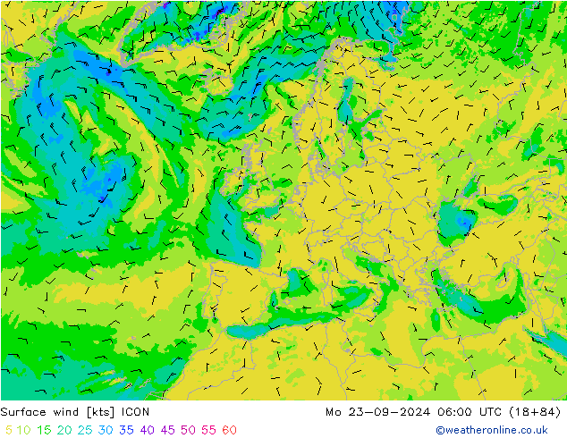 Wind 10 m ICON ma 23.09.2024 06 UTC