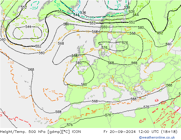 Géop./Temp. 500 hPa ICON ven 20.09.2024 12 UTC