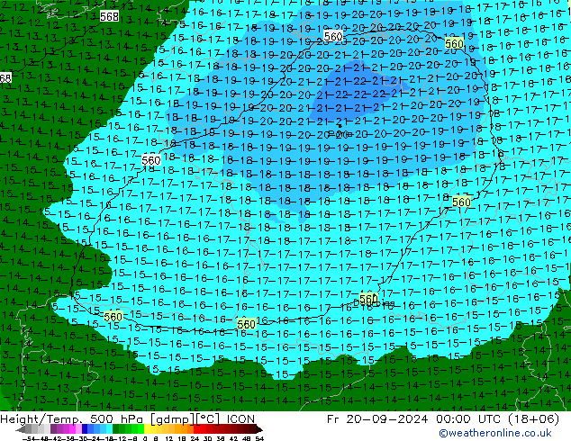 Yükseklik/Sıc. 500 hPa ICON Cu 20.09.2024 00 UTC