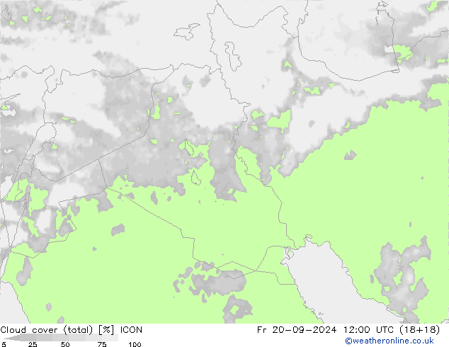 Nuages (total) ICON ven 20.09.2024 12 UTC