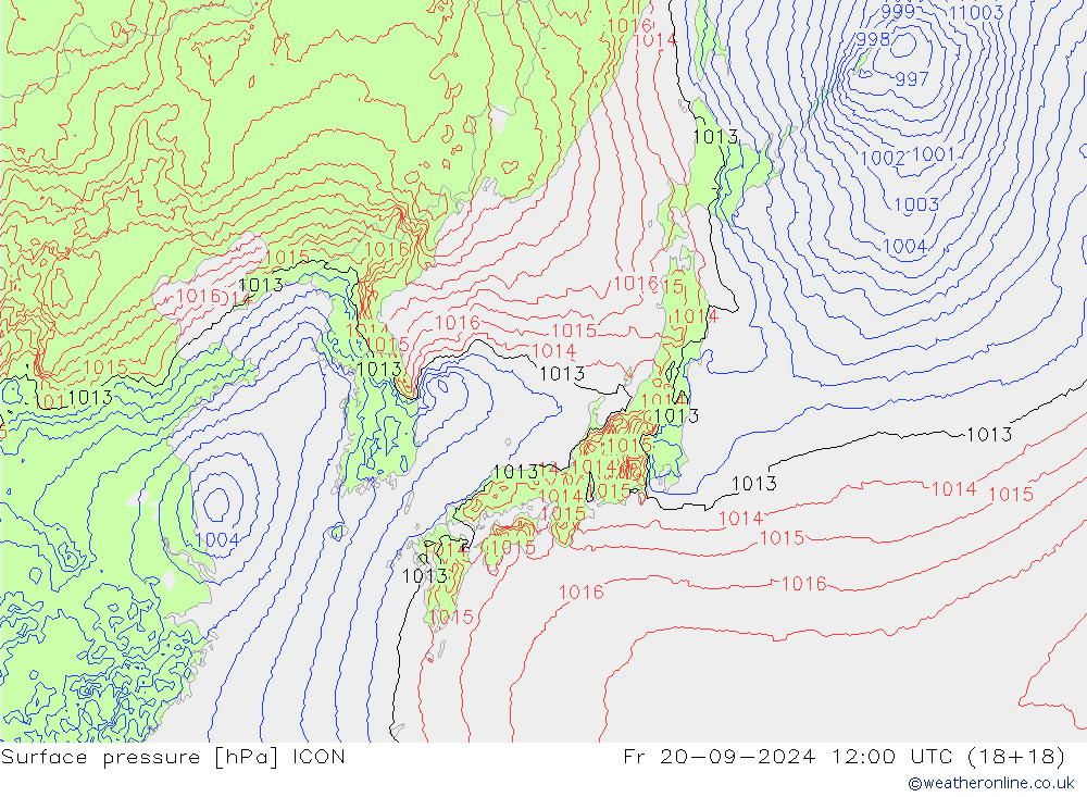 Atmosférický tlak ICON Pá 20.09.2024 12 UTC