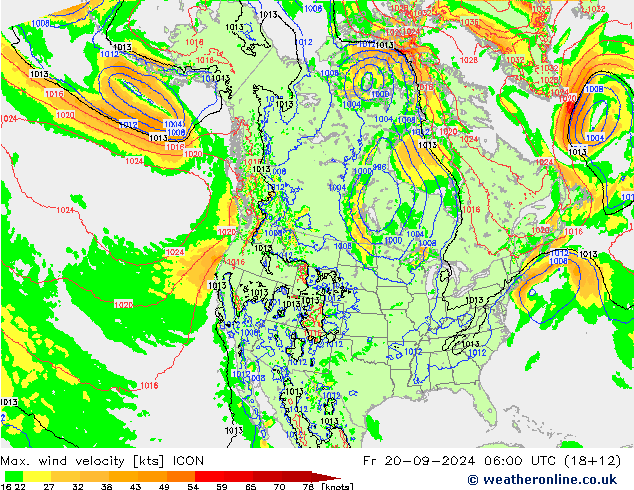 Max. wind velocity ICON vie 20.09.2024 06 UTC