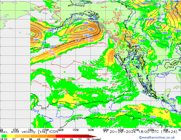 Maks. Rüzgar Hızı ICON Cu 20.09.2024 18 UTC